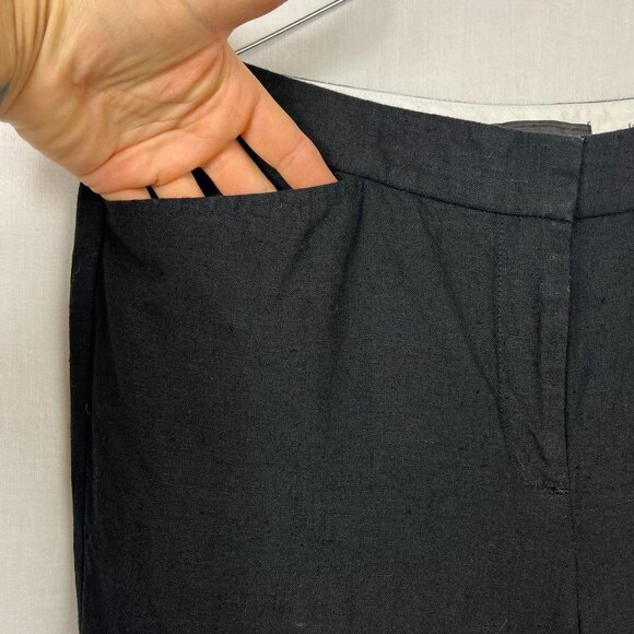 Talbots 100% Linen Black Wide Leg Ankle Pants Womens 8 Minimalist Casual Office - Picture 2 of 11